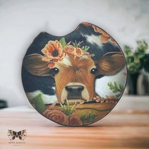 Cute Cow 🐮 Car Coaster 2 Pack | Hand Crafted Car Accessories